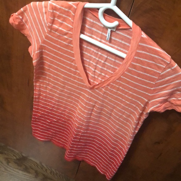 Splendid, Orange/white stripe ombré t-shirt,size S - Picture 2 of 4
